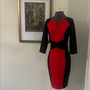 Chic Black and Red Long Sleeve Dress